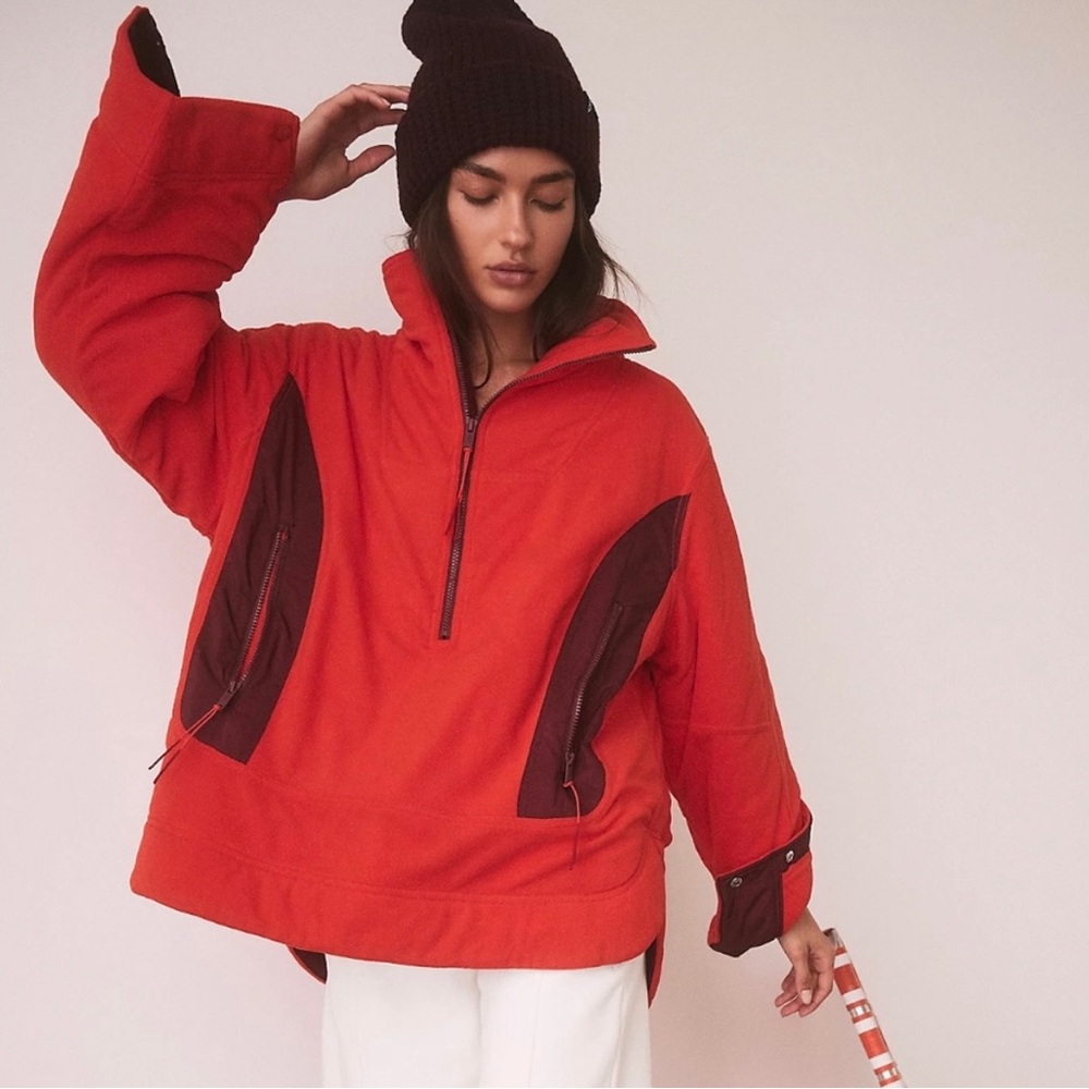 FP Movement by Free People Oversized Climber Colorblock Red Poppy Combo Jacket